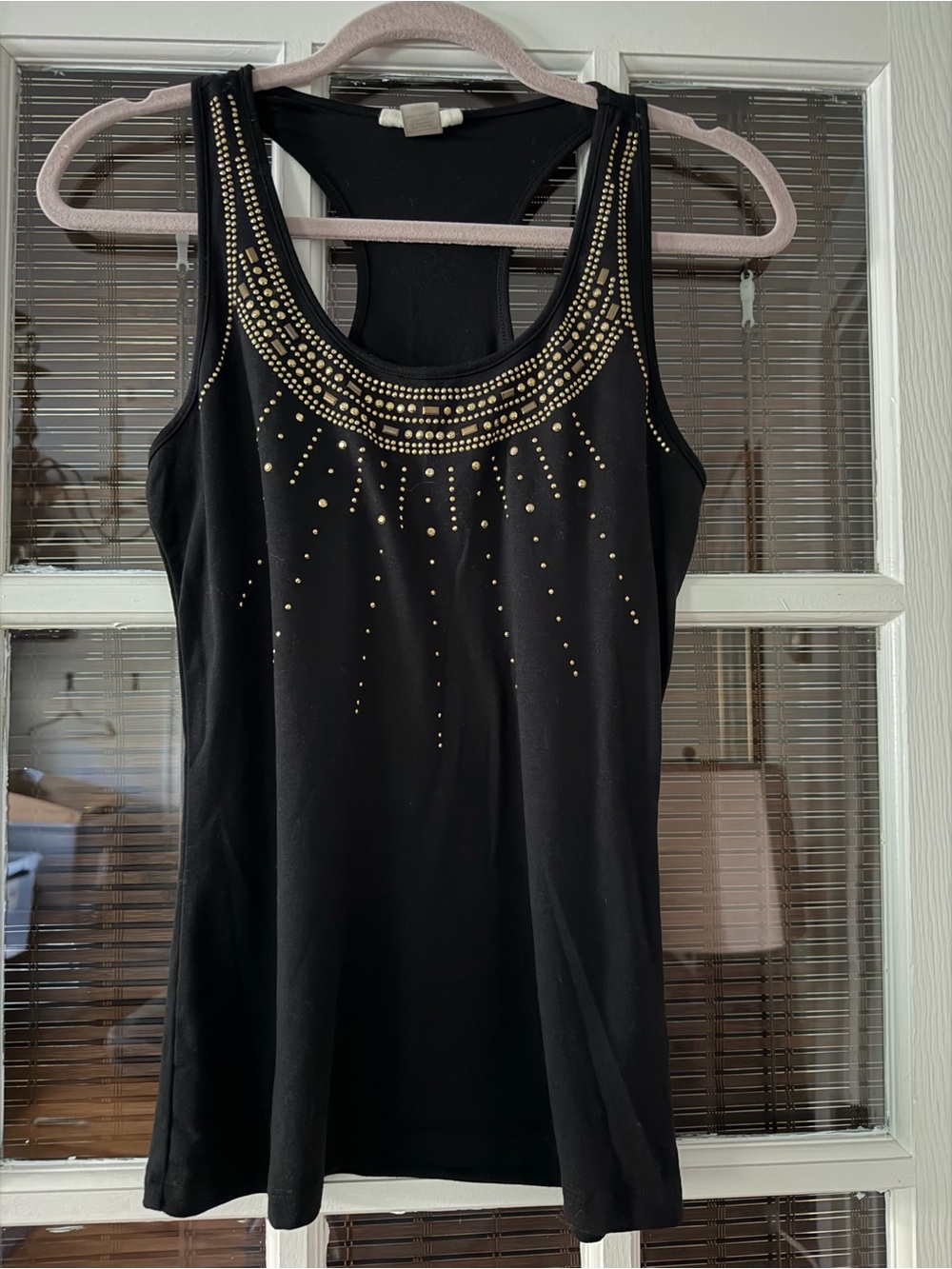Belle Du Jour Women’s S Black Embellished Racer Back Tank Top | SKU 0224
